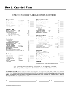 minimum fee schedule for income tax services
