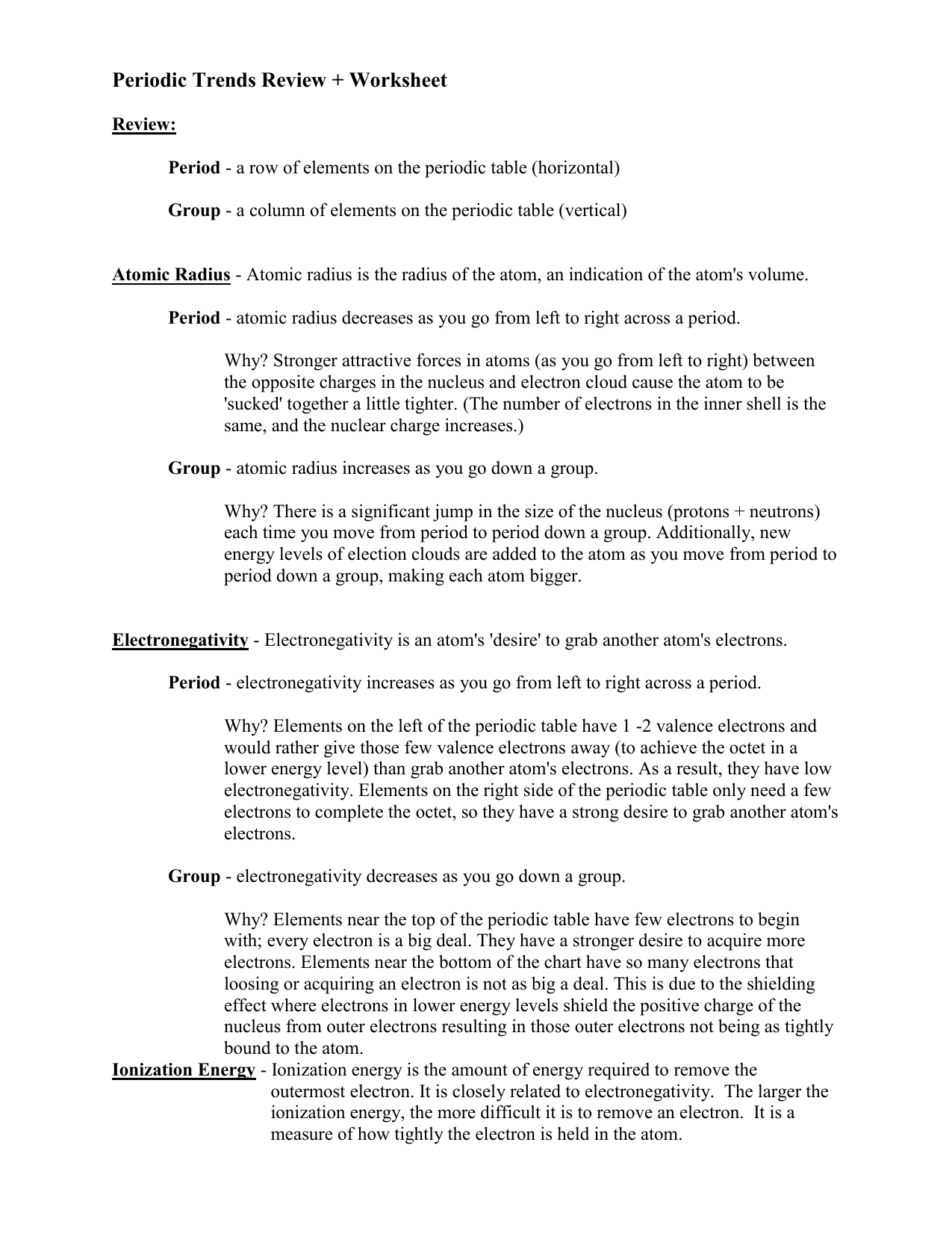 Periodic Table Review + Worksheet With Regard To Periodic Table Review Worksheet