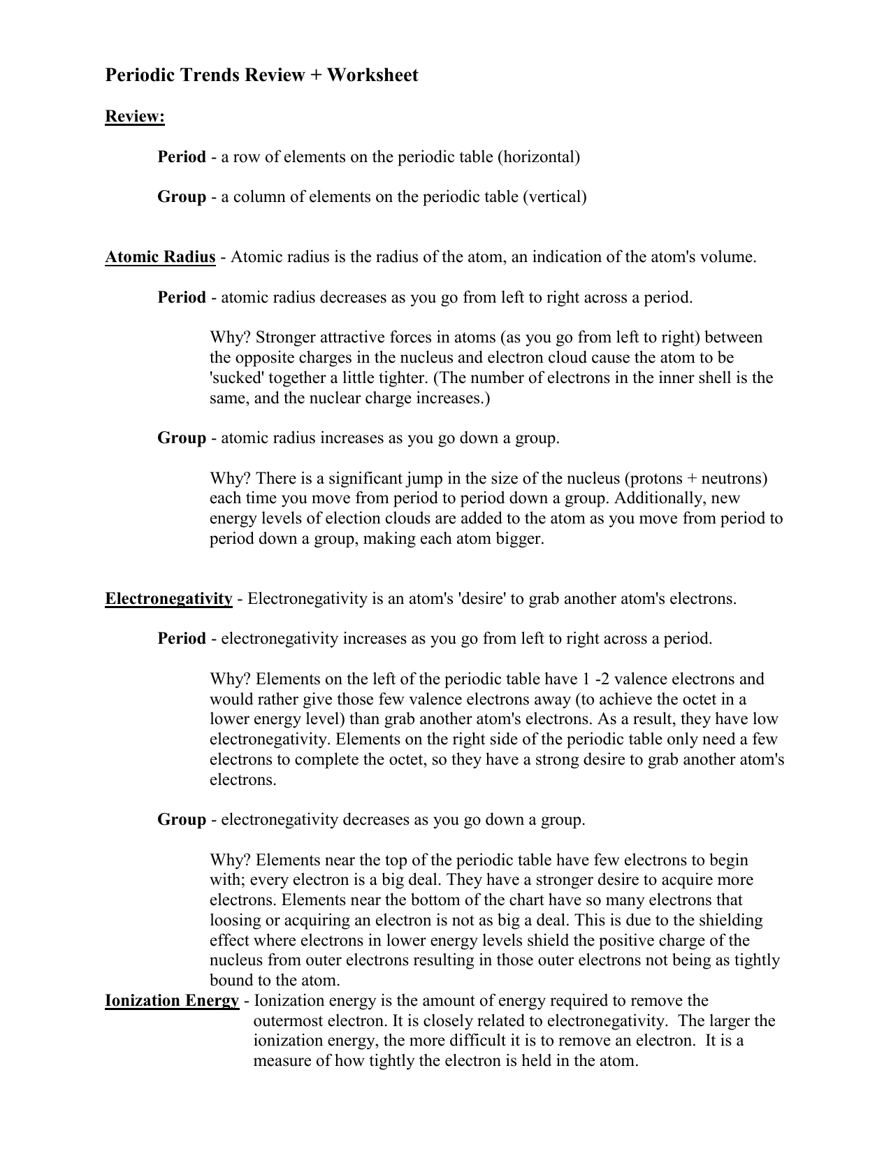 Periodic Table Review + Worksheet Inside Periodic Table Review Worksheet