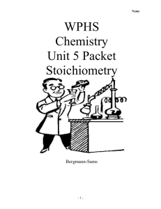 Worksheet 5.1 Stoichiometry
