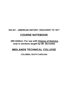 History 201 Course Notebook (Visions of America) 6th edition