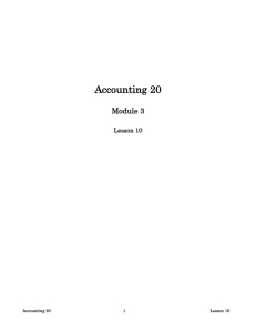 Accounting 20 Module 3 Lesson 10 Lesson 10