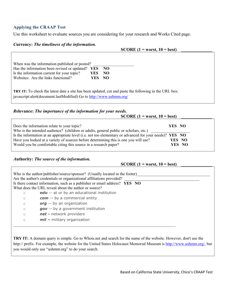 craap test essay examples