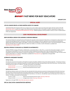 eBRIEF! Fast News for Busy Educators January 2014 Special Alert