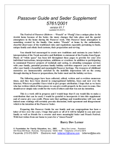 Passover Guide and Seder Supplement