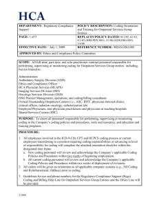 Coding Orientation and Training for Outpatient Services Group Entities
