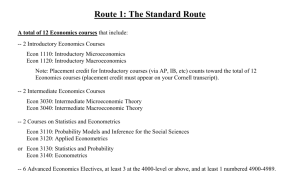 Route 1: The Standard Route A total of 12 Economics courses that