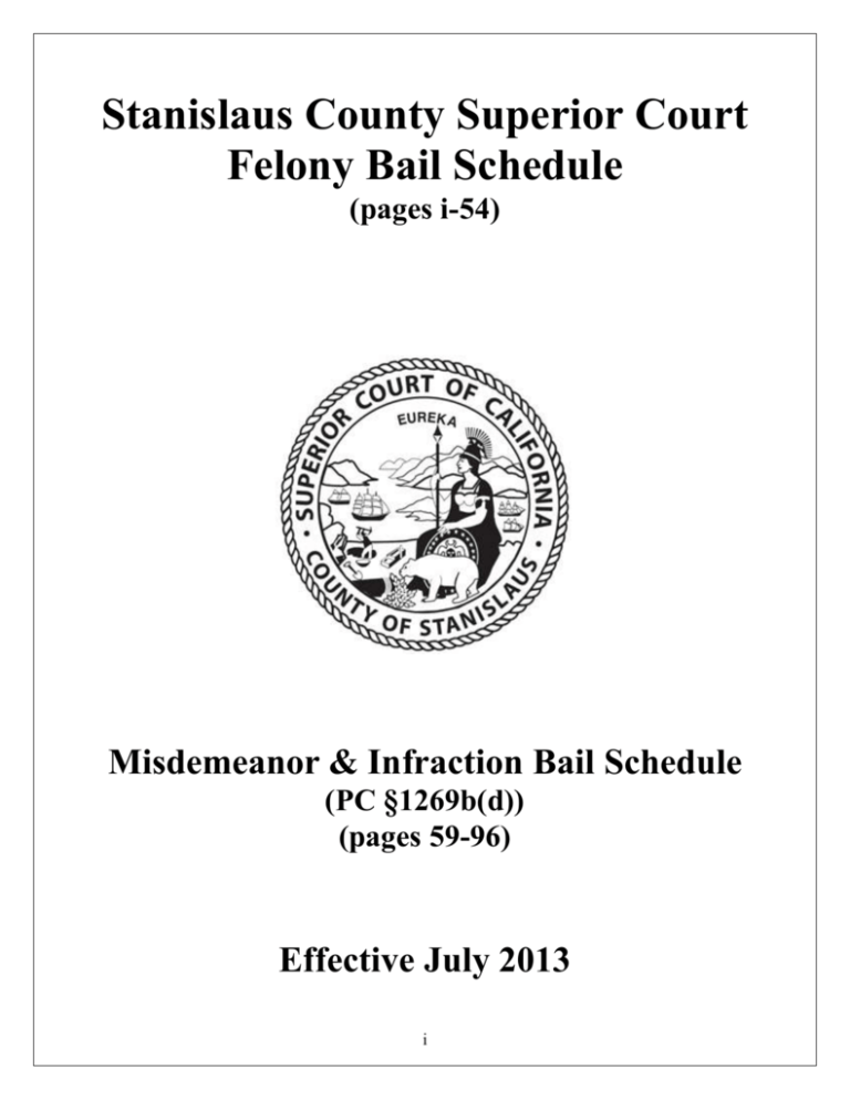 Stanislaus County Misdemeanor And Infraction Bail Schedule 