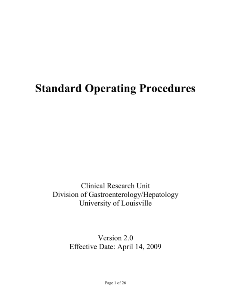 Standard Operating Procedures