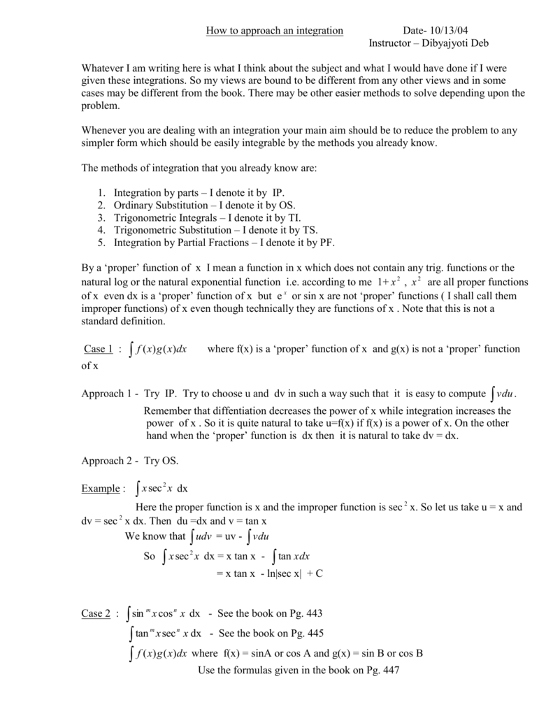 How To Approach An Integration Date