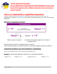 Unit e Ln2 NOTES Exponential vs_ Lograithms _sub lesson
