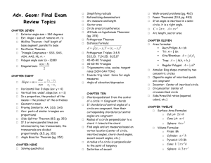 Advanced Geometry Final Exam Review Topics