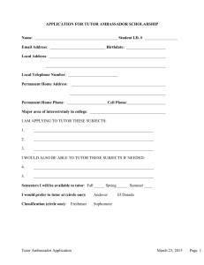 JOB APPLICATION FOR PEER TUTORS