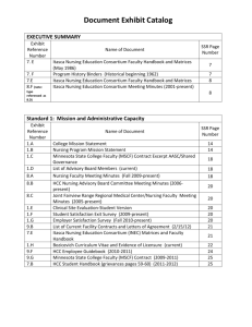 Document Exhibit Catalog EXECUTIVE SUMMARY Exhibit