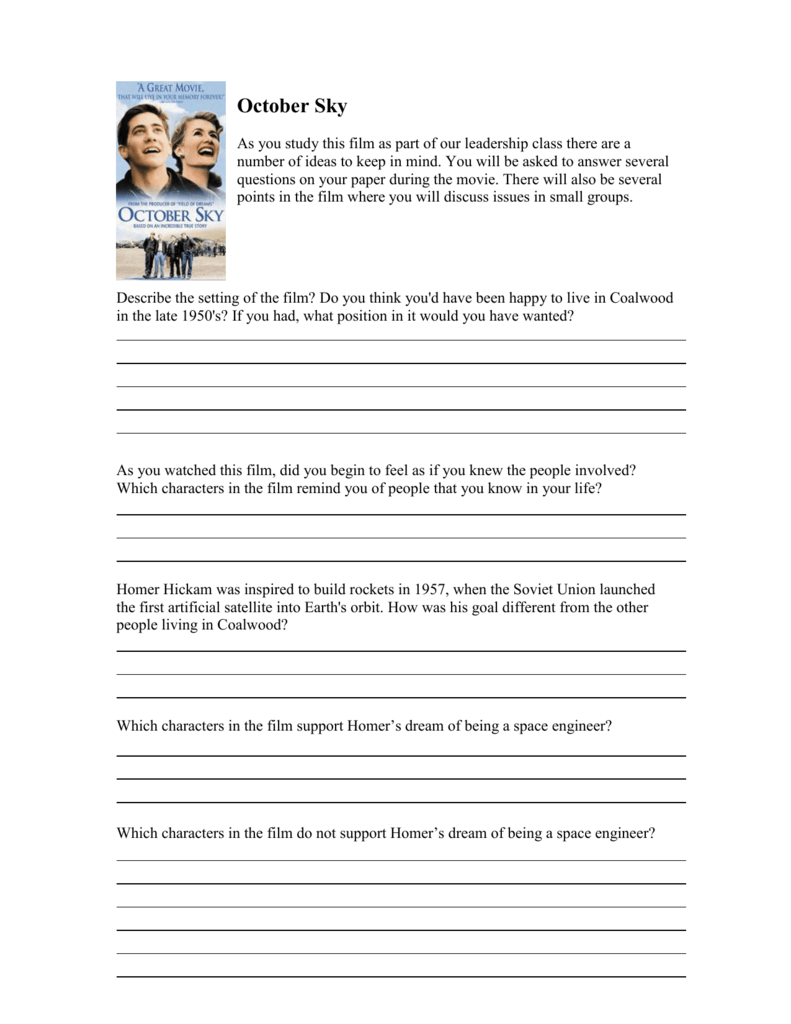 October Sky Worksheet Answers Worksheet