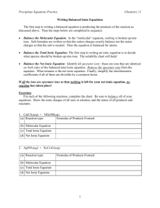 Writing Balanced Ionic Equations