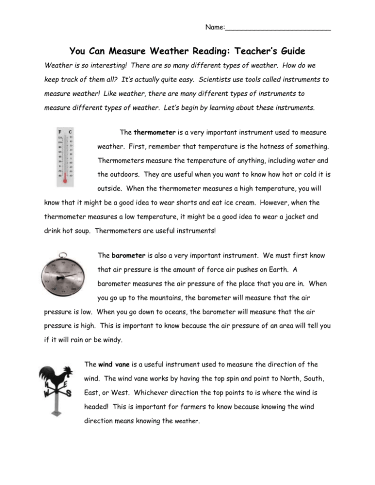 Mention Five Weather Instrument And Their Uses