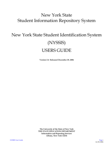 NYSSIS User Guide