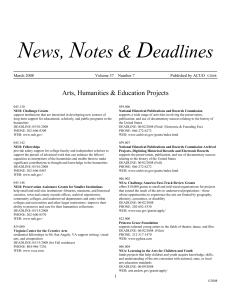 News, Notes & Deadlines March 2008 Volume 37 Number 7