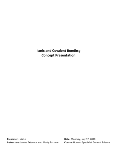 CP Presentation Summary - Ionic and Covalent Bonding (Iris Lo)
