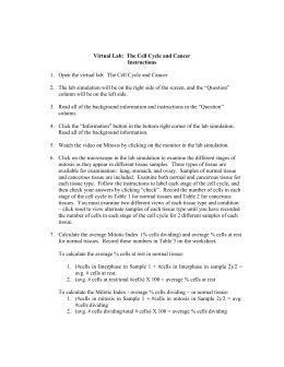 The Cell Cycle And Cancer Virtual Lab