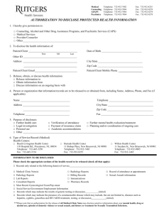 Authorization to Disclose Protected Health Information Form.