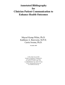 CPC Workbook - Institute for Healthcare Communication