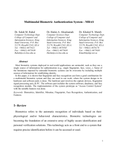 Multimodal Biometric Authentication System - MBAS