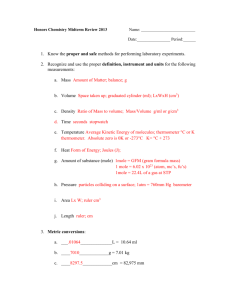 Honors Chemistry Midterm Review 2008