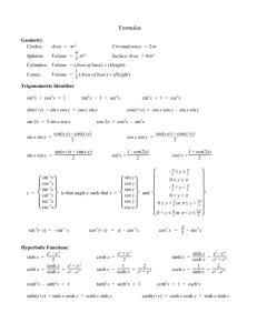 Formulas - Math 115