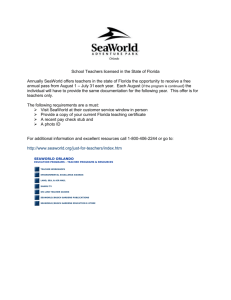 School Teachers licensed in the State of Florida Annually SeaWorld