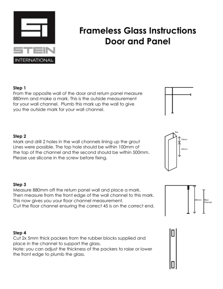 Frameless Glass Instructions Door And Panel Step 1 From The