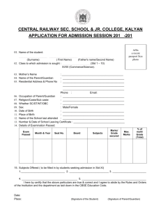 Application Form for Admission