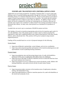 EXEMPLARY TRANSITION SITE CRITERIA/APPLICATION