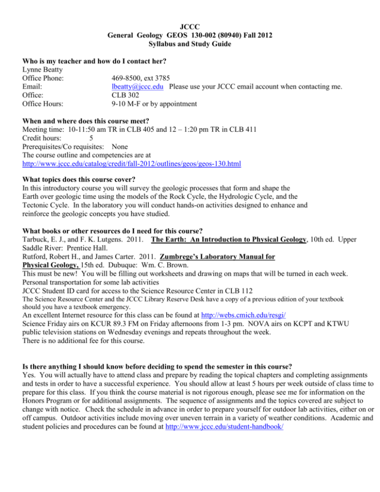 Johnson County Community College Course Syllabus Johnson County Community College Course Syllabus