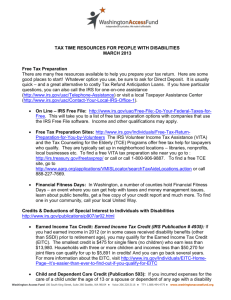 Tax Time Resources - Washington Access Fund