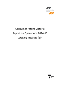 Consumer Affairs Victoria: Report on Operations 2014-15