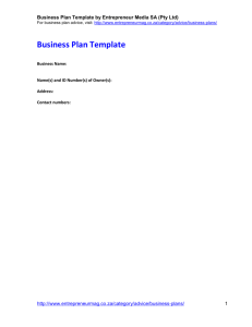 Business Plan Template - Entrepreneur Magazine
