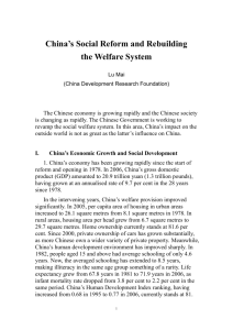 China's Social Reform and Rebuilding the Welfare State
