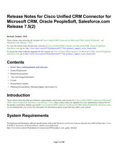 Release Notes for Cisco Unified CRM Connector for Microsoft CRM