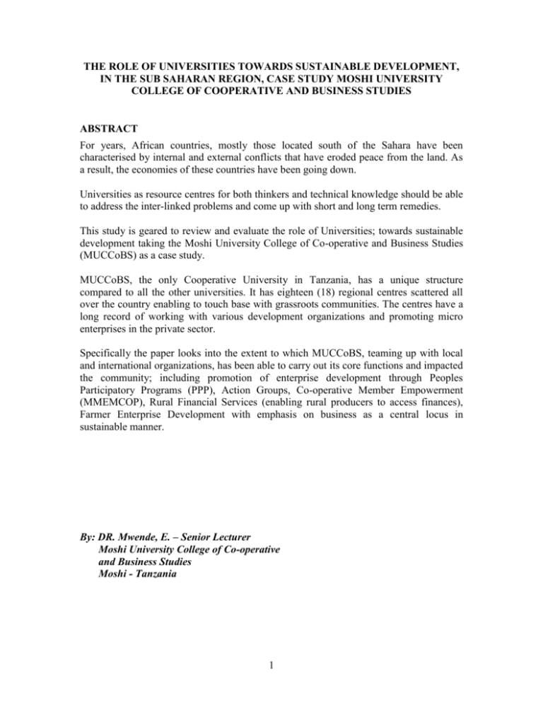 the role of universities towards sustainable development