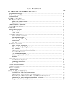 TABLE OF CONTENTS - Psychology