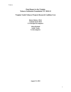 VYTP Final Report FY 2010-2012 - Center for the Study of Tobacco