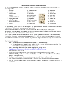 Cell Vocabulary Crossword Puzzle Instructions