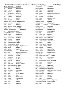 Partial list of Greek and Latin root words used in science