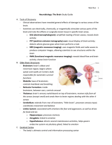 Nyla Ruiz 1 Neurobiology: The Brain Study Guide Tools of