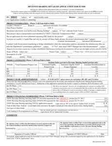 Detailed Application for Funds - Virginia Department of Transportation