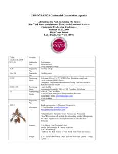 2009 NYSAFCS Centennial Celebration Tentative agenda