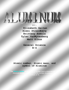 Atomic number, Atomic mass, and symbol of Aluminum
