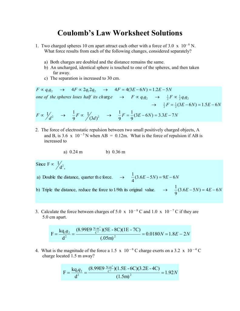 Coulomb S Law Problems Physics Yiss